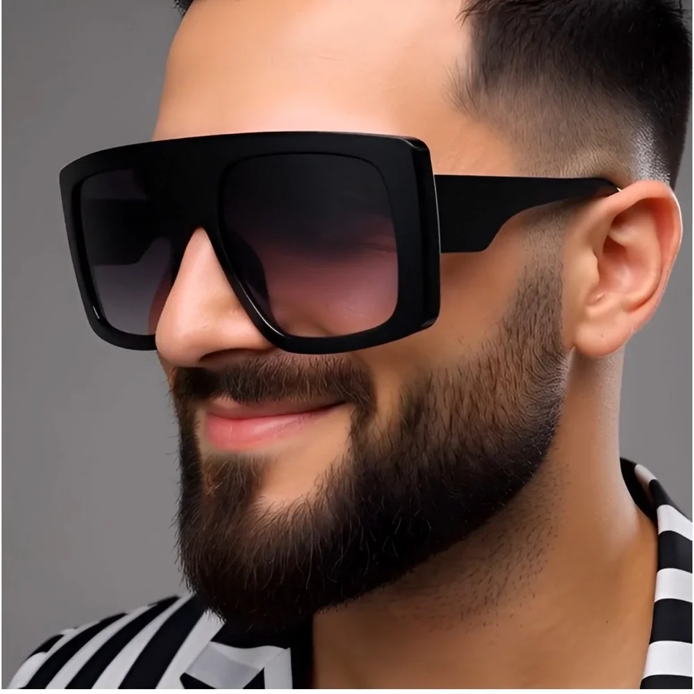 Oversized Black Square Shield Sunglasses Lens Mens Fashion Driving Outdoor UV400